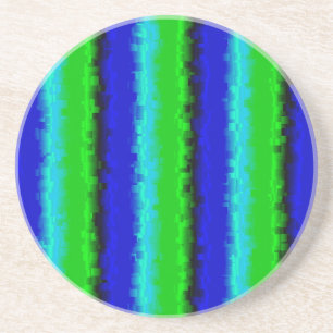 Groen blauw abstract 3D regenboogpatroon Zandsteen Onderzetter