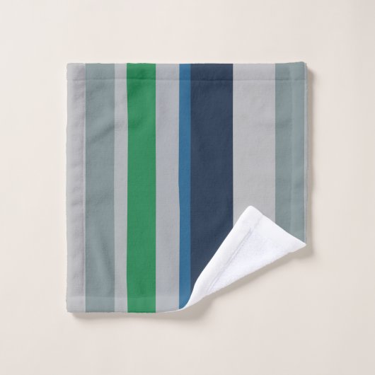 Groen Blauw Abstract Strepen Bad Handdoek (Wasdoekje)