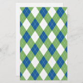 Groen blauw arglispatroon briefpapier (Voorkant / Achterkant)