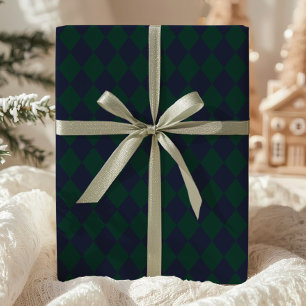 Groen Blauw Argyle Inpakpapier