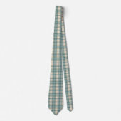 Groen Blauw Beige Tartan Buffalo Plaid Mannen Stropdas (Voorkant)