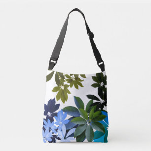 Groen, Blauw Blauw Bladeren Cross-Body Bag Crossbody Tas