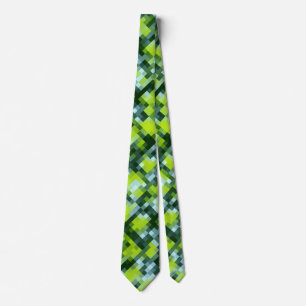 Groen blauw Blauwgroen mozaïekpatroon Stropdas