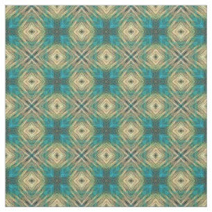Groen blauw Blauwgroen Turquoise Aztec Mosaic Patt Stof