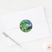 Groen Blauw Bloemen HAPPY MOEDERDAG Gepersonalisee Ronde Sticker (Envelop)
