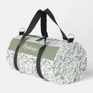 Groen Blauw Botanische Waterverf Monogram Naam Plunjezak