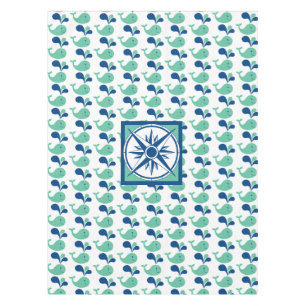 Groen/Blauw Cartoon walvis Tablecloth Kind Tafelkleed