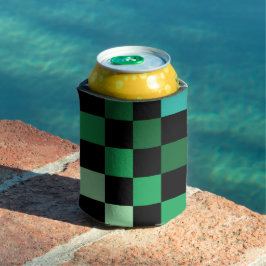 Groen Blauw Checkerboard Retro Controles Blikjeskoeler