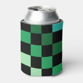 Groen Blauw Checkerboard Retro Controles Blikjeskoeler (Blikje Voorkant)