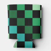 Groen Blauw Checkerboard Retro Controles Blikjeskoeler (Achterkant)