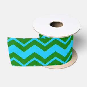 Groen Blauw Chevron Zigzag Ontwerp Lint