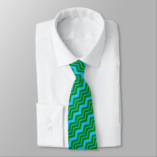 Groen Blauw Chevron Zigzag Ontwerp  Stropdas