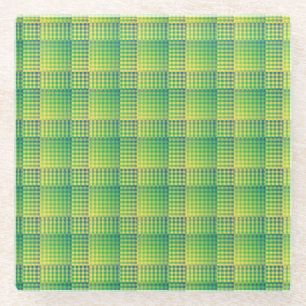 Groen Blauw Dambord Abstract Patroon Glazen Onderzetter