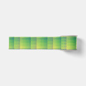 Groen Blauw Dambord Abstract Patroon Grosgrain Lint (Voorkant)