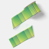 Groen Blauw Dambord Abstract Patroon Grosgrain Lint (Achterkant)