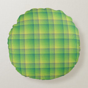 Groen Blauw Dambord Abstract Patroon Rond Kussen