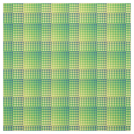 Groen Blauw Dambord Abstract Patroon Stof (Swatch)