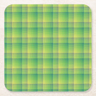 Groen Blauw Dambord Abstract Patroon Vierkante Kartonnen Onderzetter