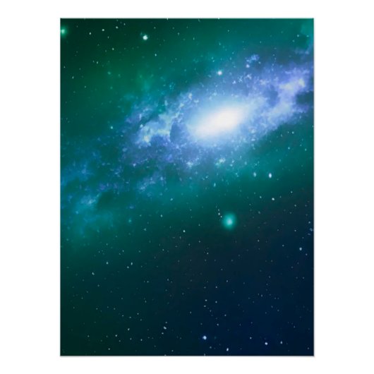 Groen blauw draaiend galaxy glanzend Poster Perfect Poster (Voorkant)