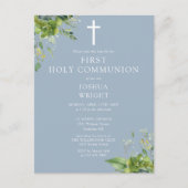 Groen Blauw Eerste Heilige Communie Bewaar de datu Briefkaart (Voorkant)