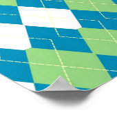 Groen blauw en wit patroon poster (Hoek)