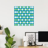 Groen blauw en wit patroon poster (Thuiskantoor)
