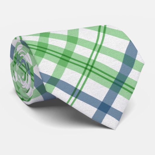 Groen blauw en wit speldenblauw stropdas (Opgerold)