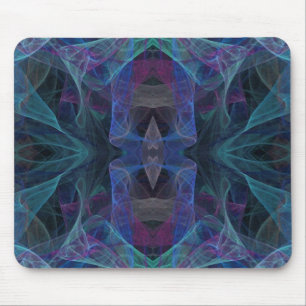 Groen, blauw en zwart Fractal Mousepad Muismat