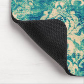 Groen Blauw Floral Damask Muismat (Hoek)