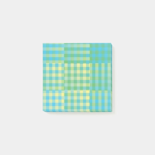Groen Blauw Geel Geruit Patchwork Patroon Post-it® Notes (Voorkant)