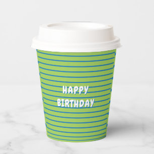 Groen & Blauw Gelukkige Verjaardag Kind Papieren Bekers