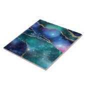 Groen blauw geo-sterrenstelsel voor gouden moderne tegeltje (Zijkant)