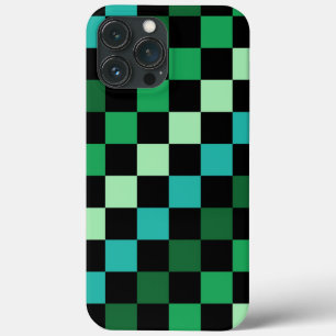 Groen blauw geruit Gingham patroon iPhone 13 Pro Max Hoesje