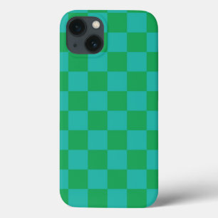 Groen blauw geruit Gingham patroon iPhone 13 Hoesje