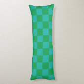 Groen blauw geruit Gingham patroon Lichaamskussen (Achterkant (Verticaal))