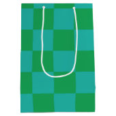 Groen blauw geruit Gingham patroon Medium Cadeauzakje (Achterkant)