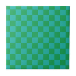 Groen blauw geruit Gingham patroon Tegeltje