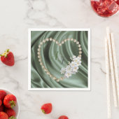 Groen, blauw, goud, ivoren zijde en parels luiers servet (Insitu)