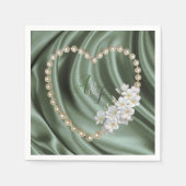 Groen, blauw, goud, ivoren zijde en parels luiers servet (Voorkant)