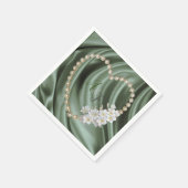 Groen, blauw, goud, ivoren zijde en parels luiers servet (Hoek)