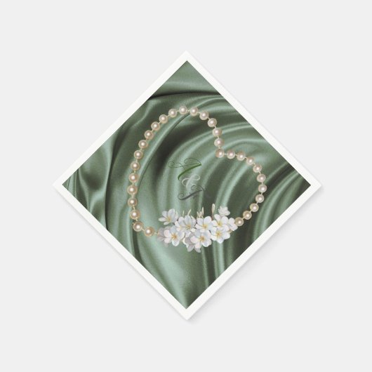 Groen, blauw, goud, ivoren zijde en parels luiers servet (Hoek)