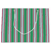 Groen Blauw Kerst Strepen Cadeautas (Voorkant)