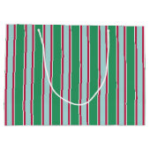 Groen Blauw Kerst Strepen Cadeautas (Achterkant)