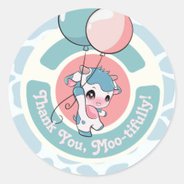 Groen Blauw Koe Patroon Dank u Ronde Sticker