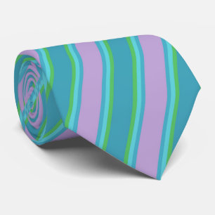Groen Blauw Lavendel Stripes Patroon Necktie Stropdas