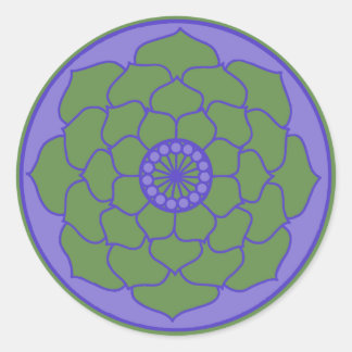 Groen Blauw Lotus Mandala Ronde Sticker