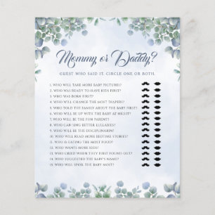 Groen Blauw Mama of Pappa Baby shower Spel