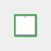 Groen blauw monogram post-it® notes (Voorkant)