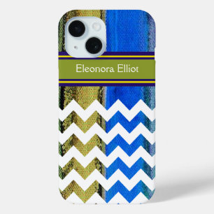 groen blauw Monogrammed Chevron Stripes