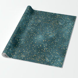 Groen blauw nachtelijke hemel blauwgroen gouden st cadeaupapier
